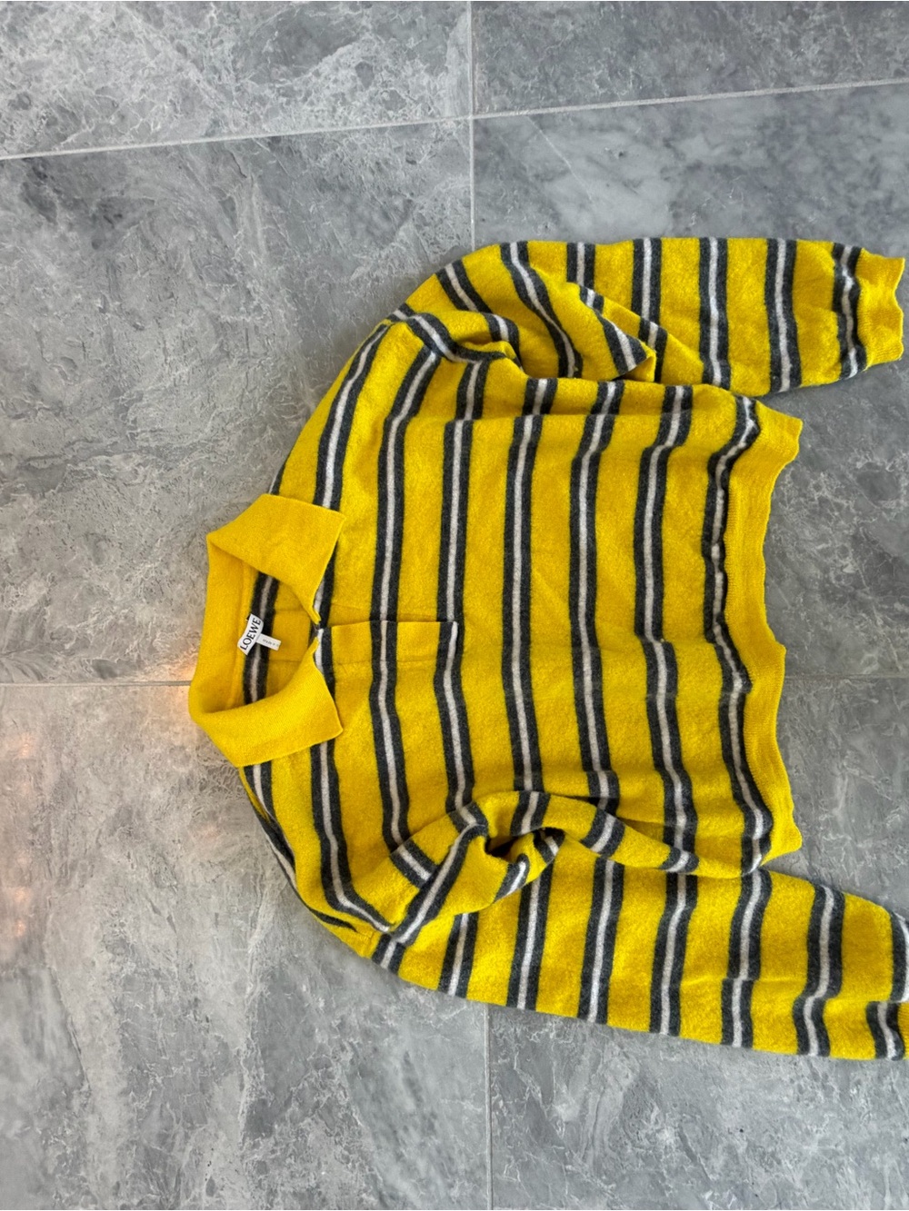Loewe Yellow Black Gray Striped Polo Sweater